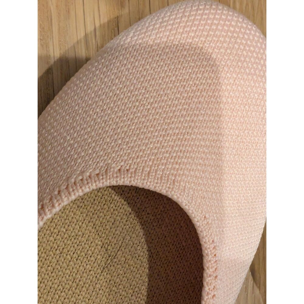 Rothy's Light Pink Knit Mary Jane Flats Blue Halo Stripe Accent